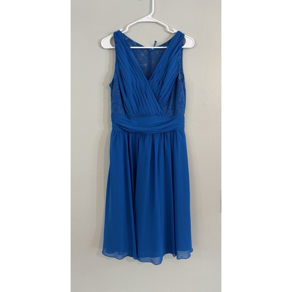 Jasmine B2 Dorris Wedding Bridesmaid Dress Size 6 Royal Blue V-neck‎ Chiffon - Picture 3 of 7
